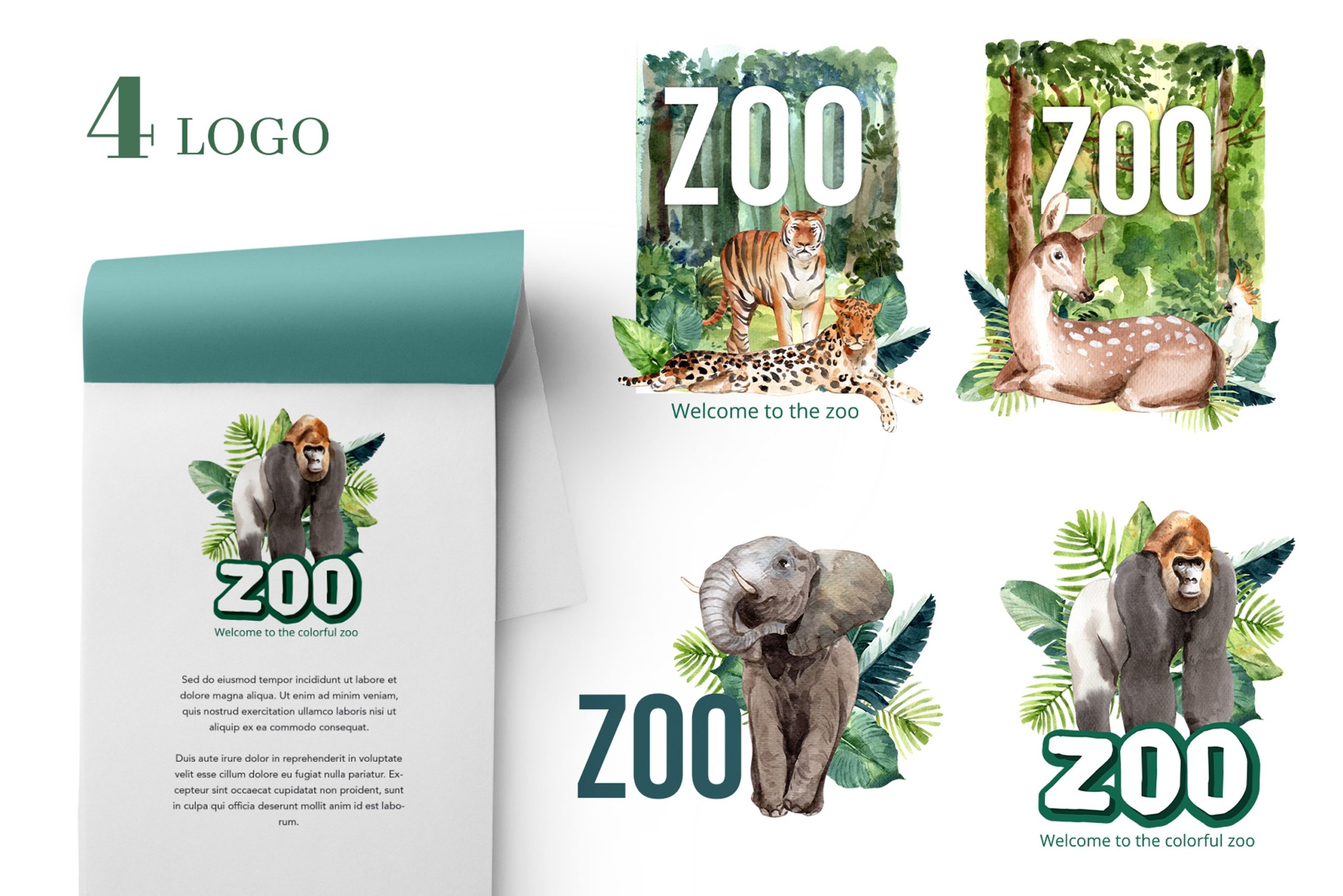 动物园野生动物手绘剪贴画PS设计素材 Zoo The Animals Wildlife Watercolor插图5