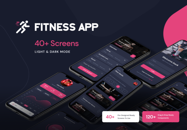 健身减肥健康饮食APP应用程序界面设计UI套件 Fitness Workout App UI Kit