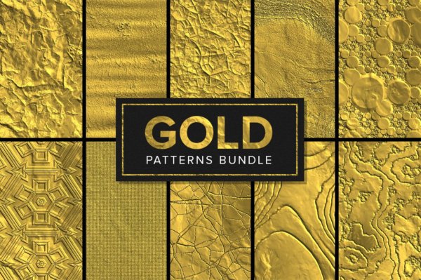 85高清逼真金箔纸纹理背景图片设计素材合集 85 Gold Patterns Bundle