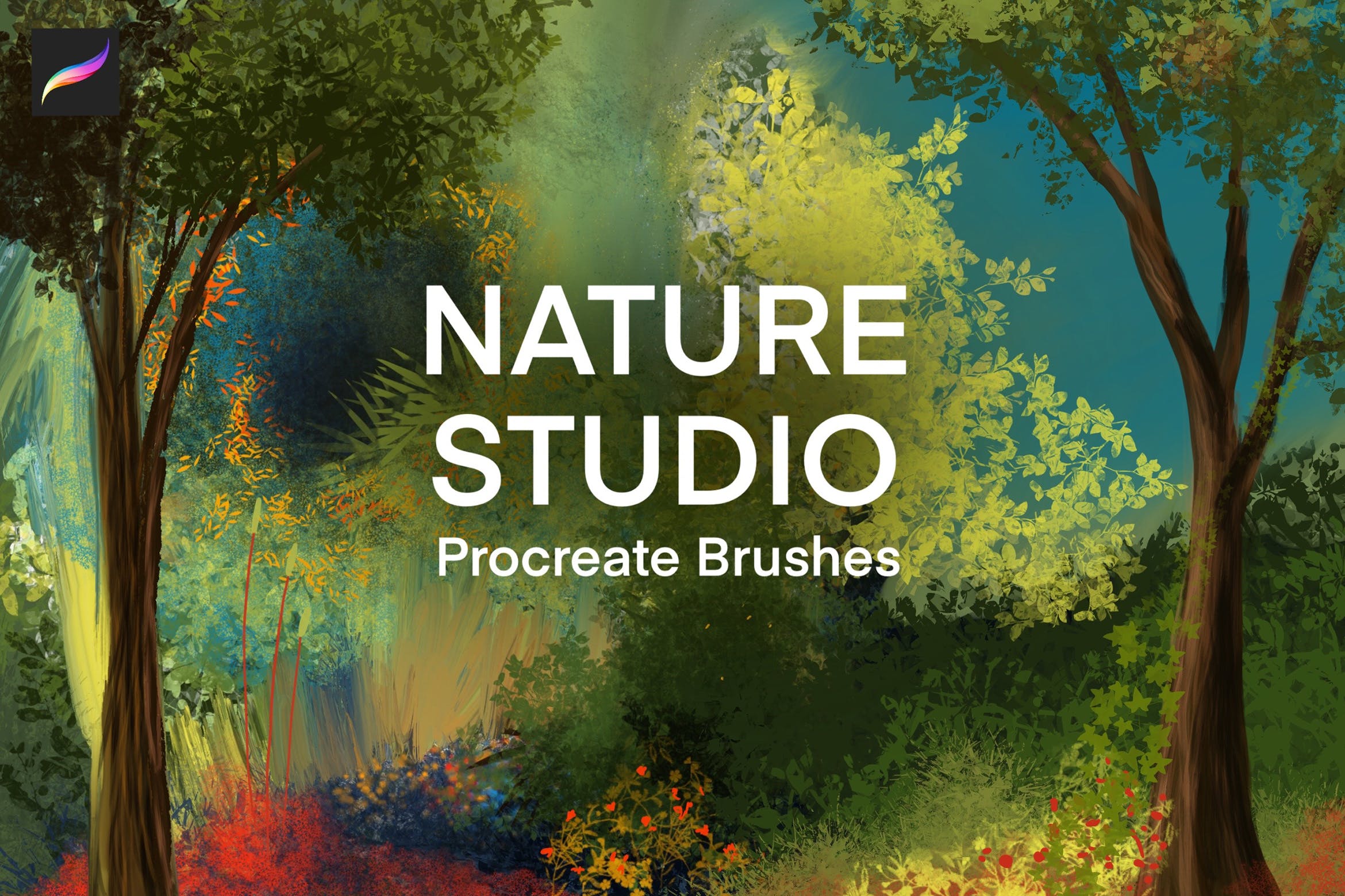 時尚樹木樹葉草塗抹procreate畫筆套裝naturestudio–lan