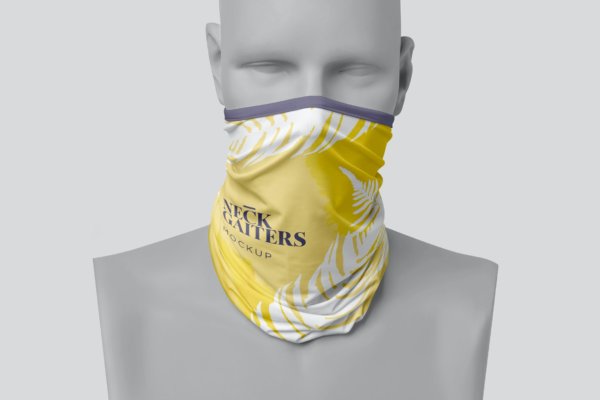 颈部面部防护面罩印花图案设计展示样机 Neck Gaiter Mockups