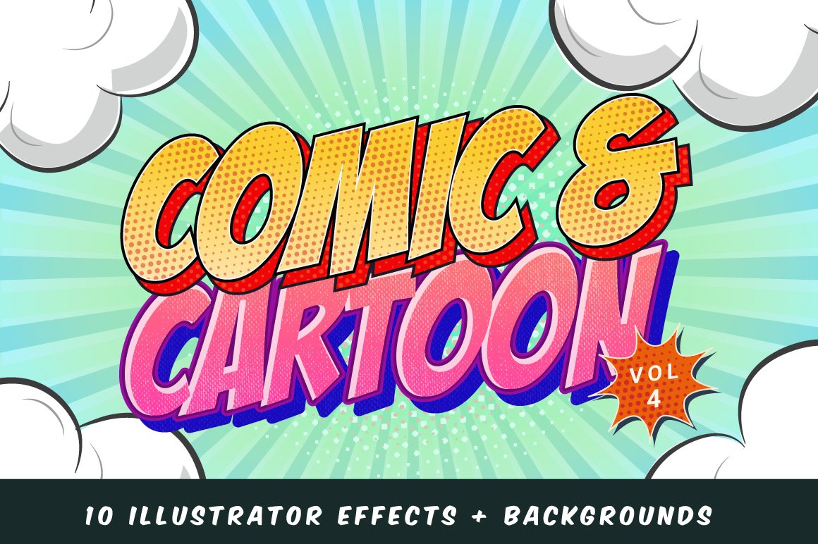 10款3d卡通漫画标题logo文字效果ai矢量样式素材comic And Cartoon Text Effects Vol 4 早道大咖