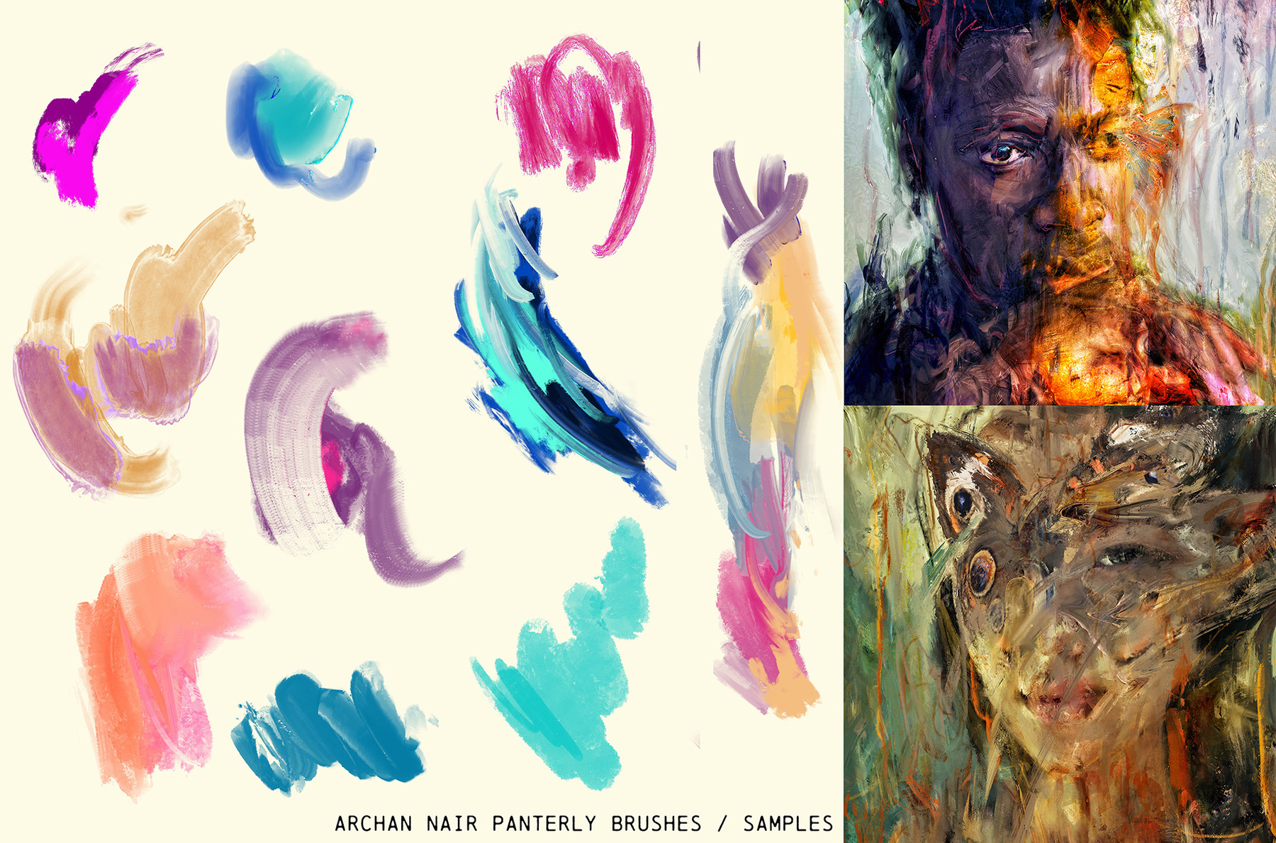 炫酷油画丙烯酸绘画笔触效果procreate笔刷设计素材 painterly v2