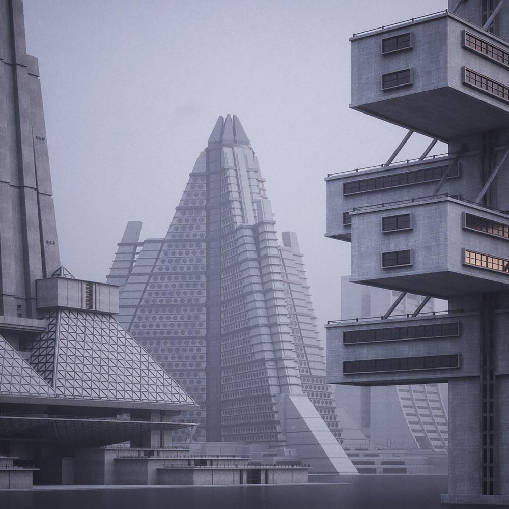 未来科幻电影城市混凝土玻璃建筑3D模型设计素材 更新Blender版本 Kitbash3d – Brutalist插图2