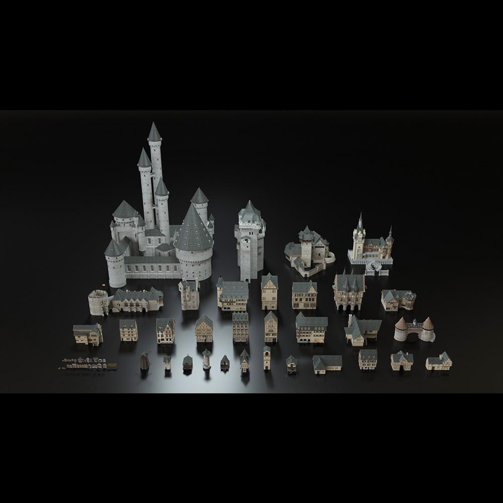 欧洲神话电影游戏主题城镇庄园街头人物建筑设计3D模型素材 Kitbash3D – Fairy Tale插图2