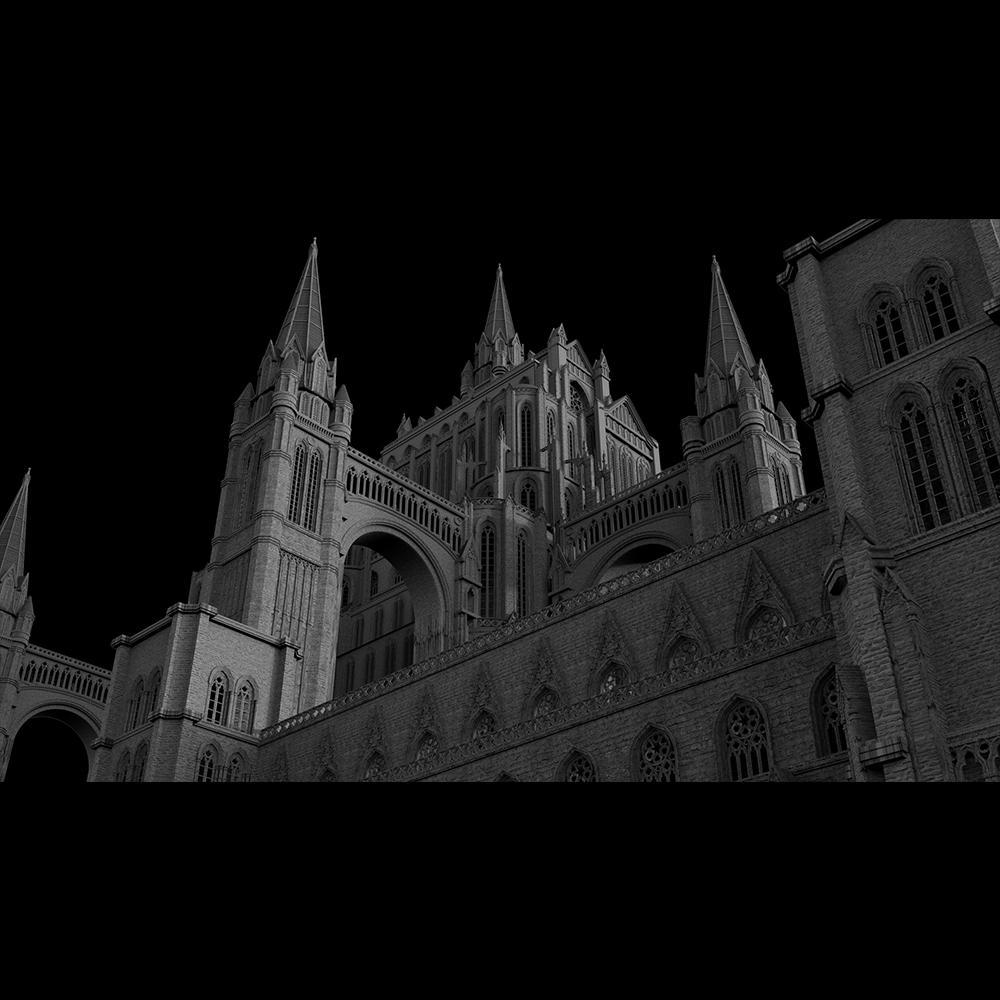 复古哥特式城堡教堂游戏电影城市建筑3d模型设计素材kitbash3d–