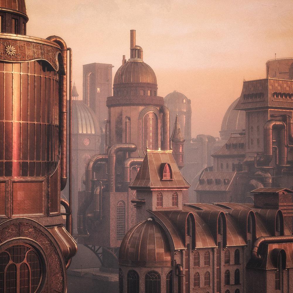 蒸汽朋克美式西部科幻电影游戏城市建筑3d模型素材 kitbash3d –