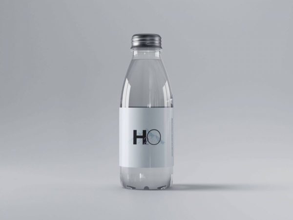 时尚透明矿泉水瓶设计展示贴图样机模板 Mini Glass Water Bottle Mockup