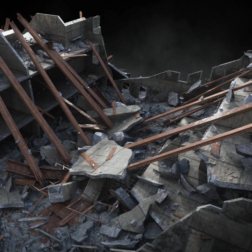 炫酷科幻电影战争灾难城市废墟场景建筑设计3d模型素材kitbash3d–