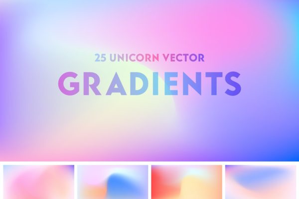 25款炫彩全息渐变海报背景矢量设计素材 Unicorn Vector Gradients – Colorful Background