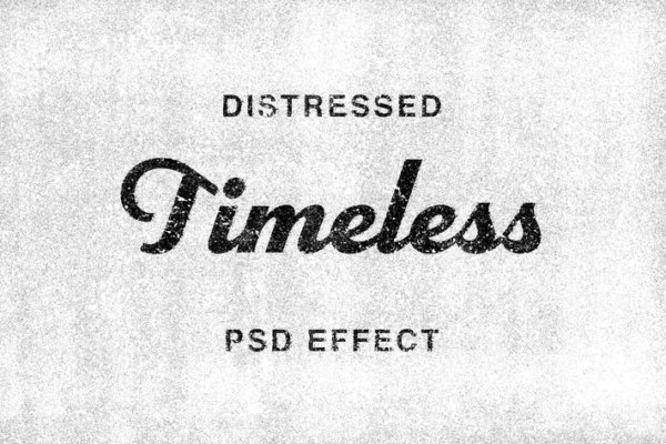 复古粗糙沙砾效果文字处理特效PS样式模板 Timeless – Distressed Text Effect