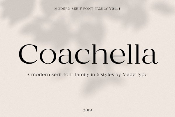 现代优雅杂志标题徽标Logo设计衬线英文字体素材 MADE Coachella Font