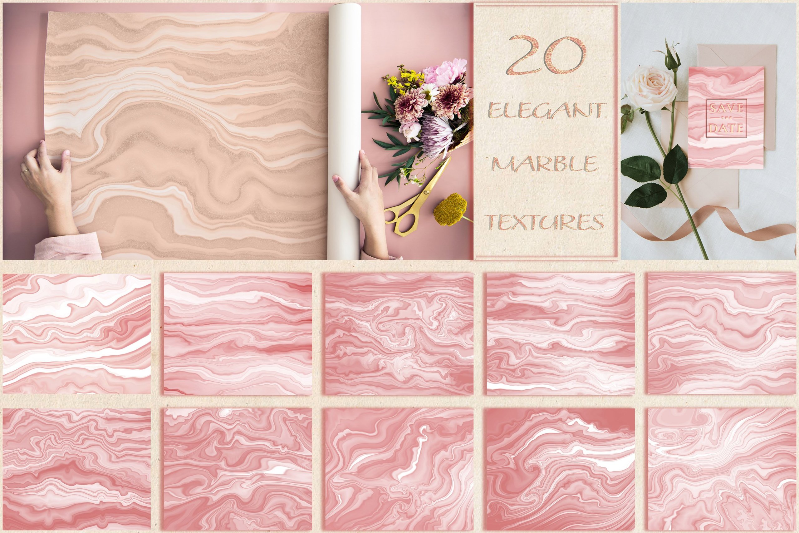 20款高清玫瑰金大理石纹理印刷品背景图片素材dustyrosemarble