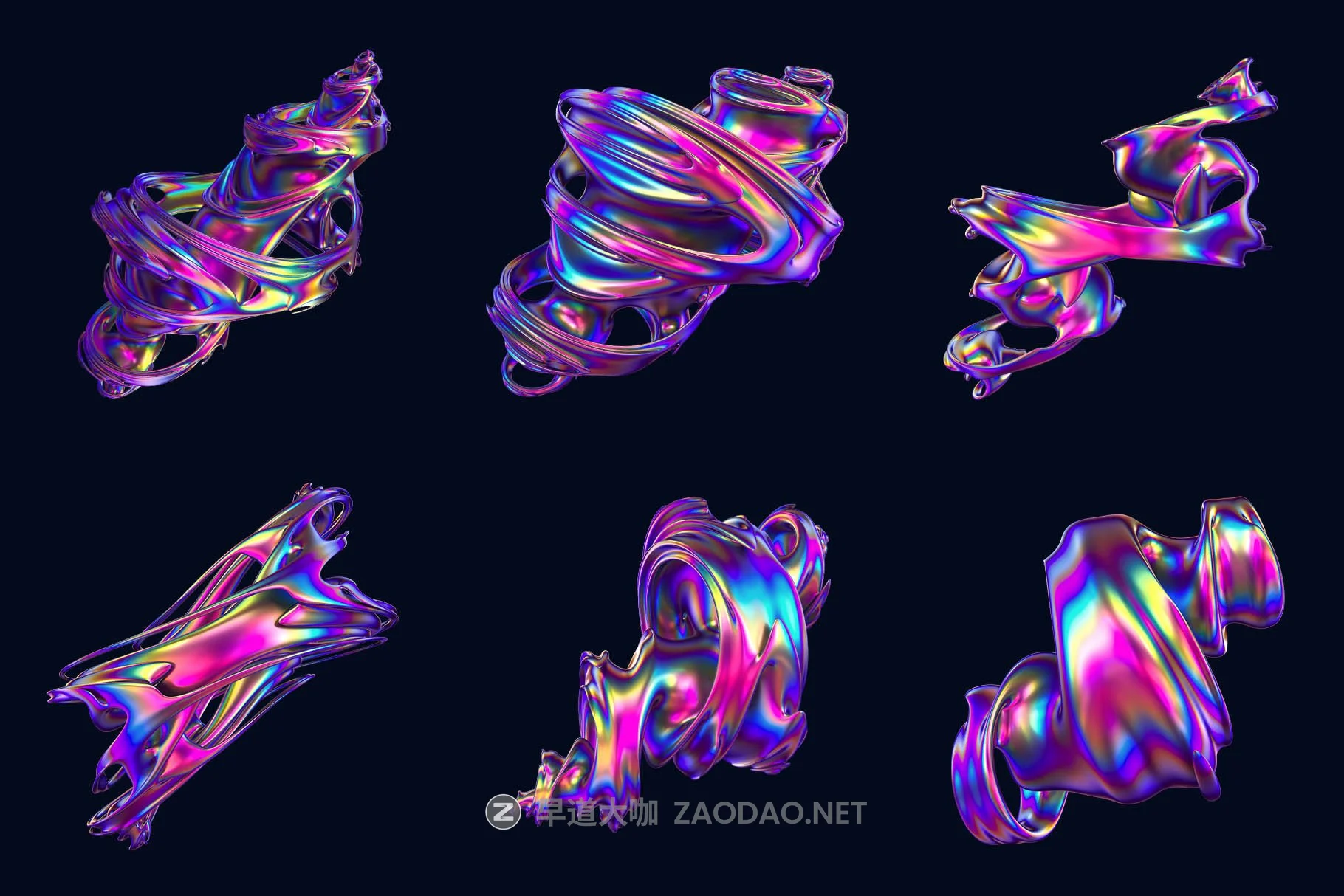 24款潮流抽象彩虹金属全息镭射艺术3D立体图形PNG免抠图片素材 Hyper – Abstract Cyclone Shapes插图10 24款潮流抽象彩虹金属全息镭射艺术3D立体图形PNG免抠图片素材 Hyper – Abstract Cyclone Shapes插图10