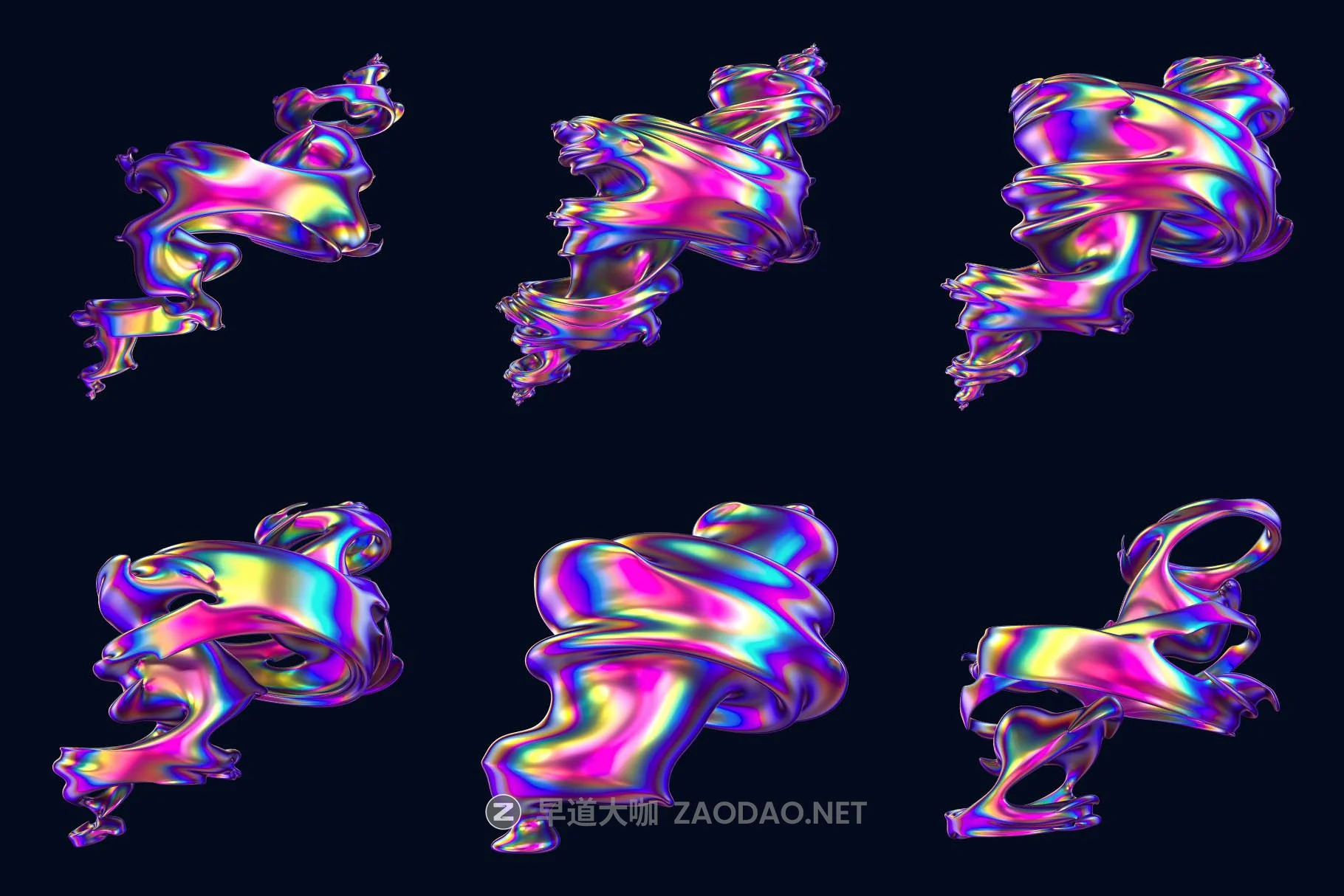 24款潮流抽象彩虹金属全息镭射艺术3D立体图形PNG免抠图片素材 Hyper – Abstract Cyclone Shapes插图11 24款潮流抽象彩虹金属全息镭射艺术3D立体图形PNG免抠图片素材 Hyper – Abstract Cyclone Shapes插图11