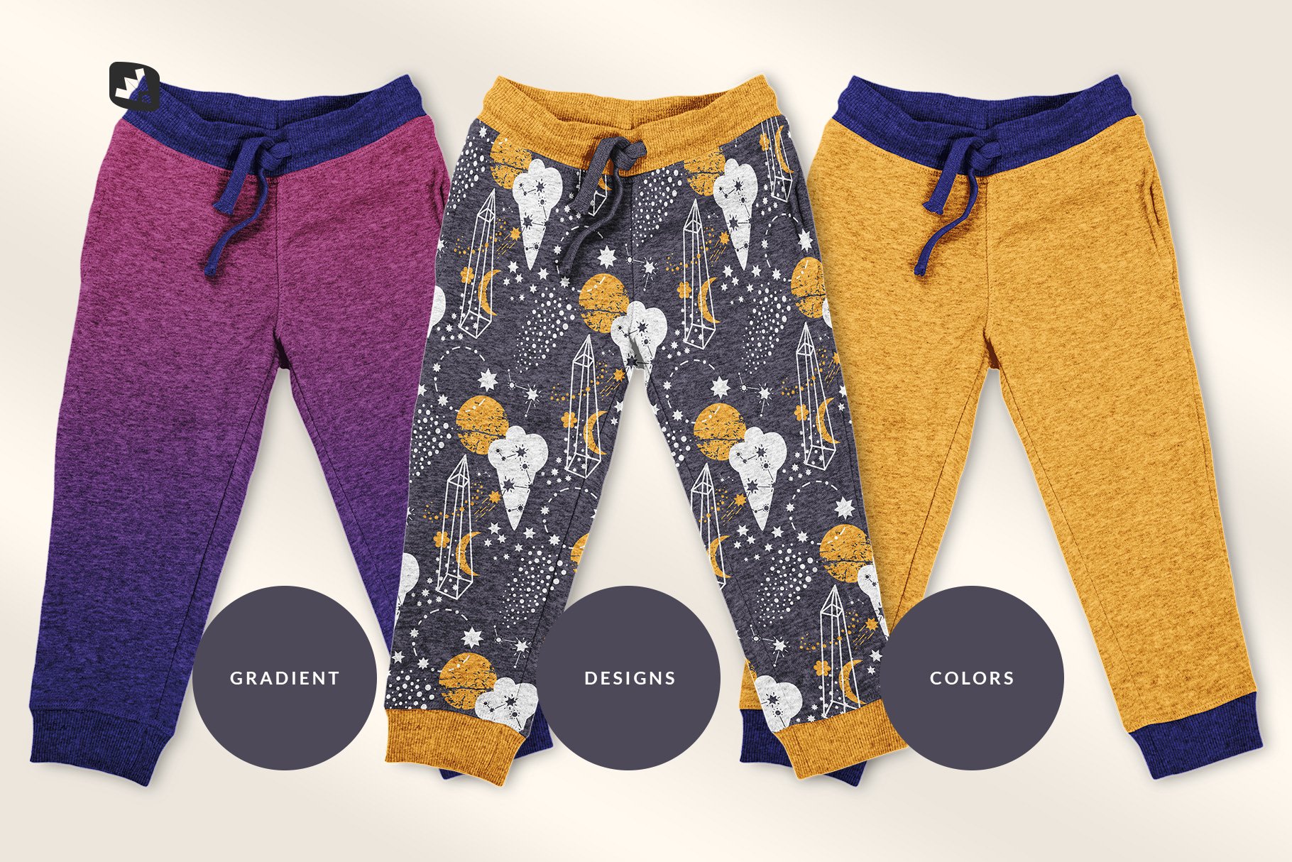 顶视图婴儿运动裤印花图案设计展示贴图样机 Top View Infant Track Pants Mockup插图3