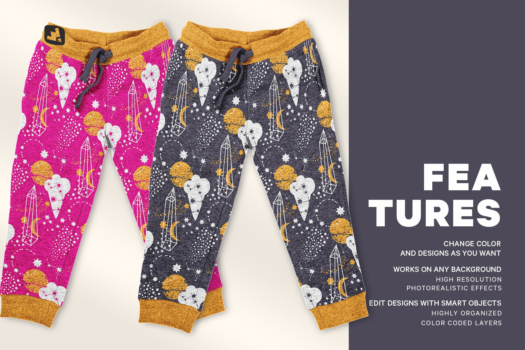 顶视图婴儿运动裤印花图案设计展示贴图样机 Top View Infant Track Pants Mockup插图6