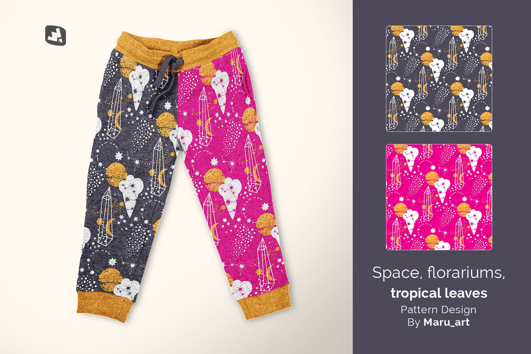 顶视图婴儿运动裤印花图案设计展示贴图样机 Top View Infant Track Pants Mockup插图8