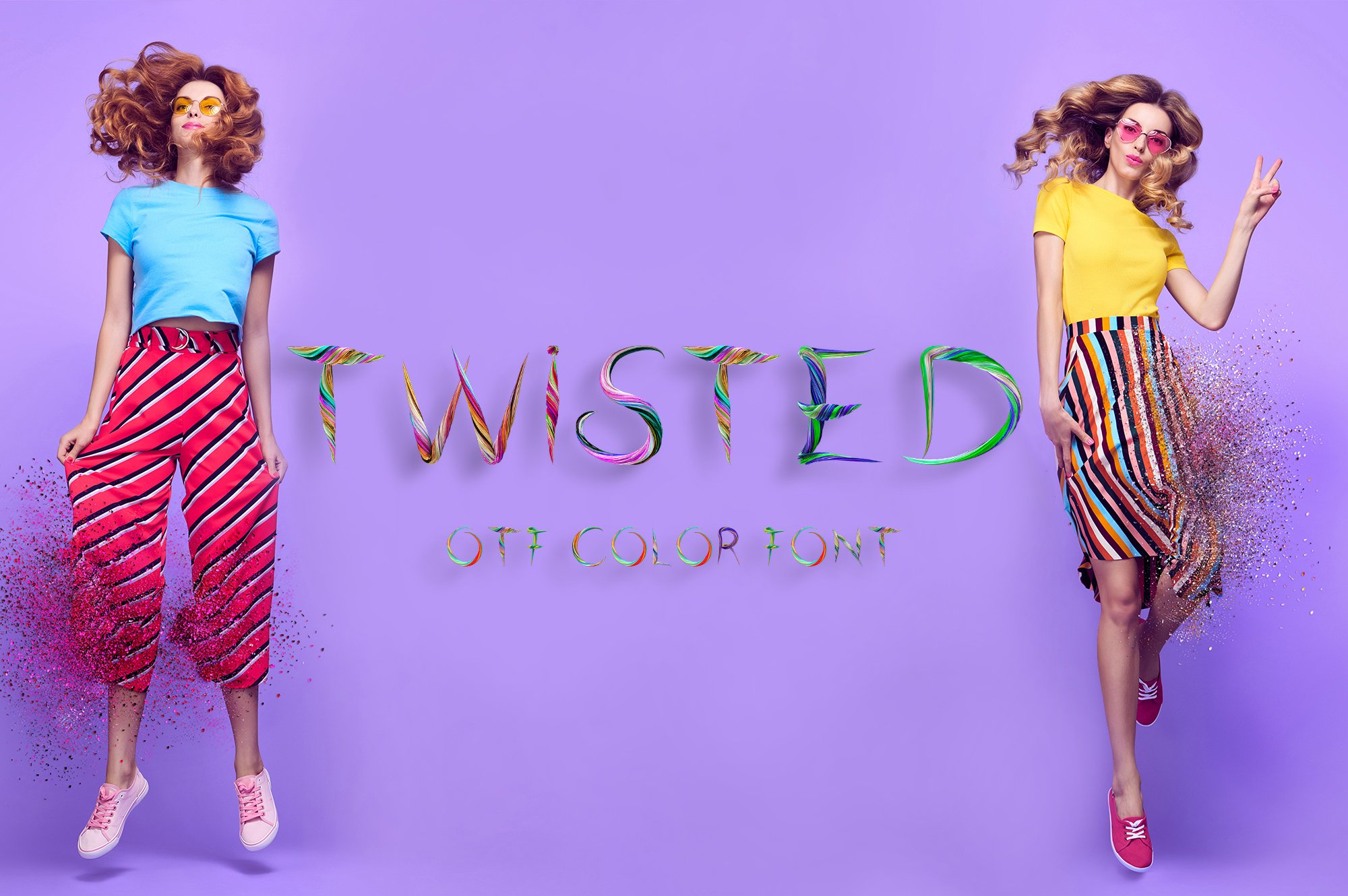 潮流炫彩扭曲杂志标题设计装饰英文字体设计素材 Twisted – Otf Color Font插图 潮流炫彩扭曲杂志标题设计装饰英文字体设计素材 Twisted – Otf Color Font插图