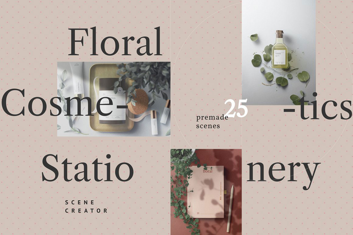 超大化妆品品牌VI包装办公用品场景PS样机模板设计素材套装 Cosmetics Floral Stationery – 3in1插图 超大化妆品品牌VI包装办公用品场景PS样机模板设计素材套装 Cosmetics Floral Stationery – 3in1插图