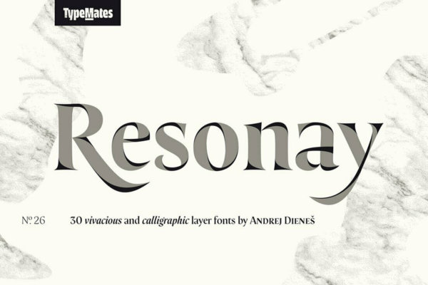 优雅古典欧式复古海报杂志Logo标题英文字体设计素材 Resonay Font Family