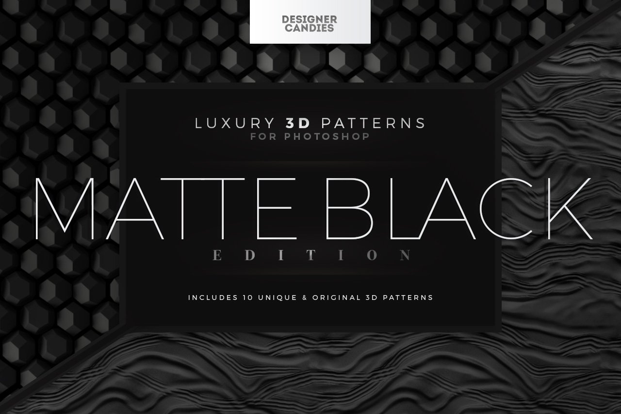 抽象黑色哑光3D图案装饰背景纹理图片设计素材3D Patterns Matte Black 