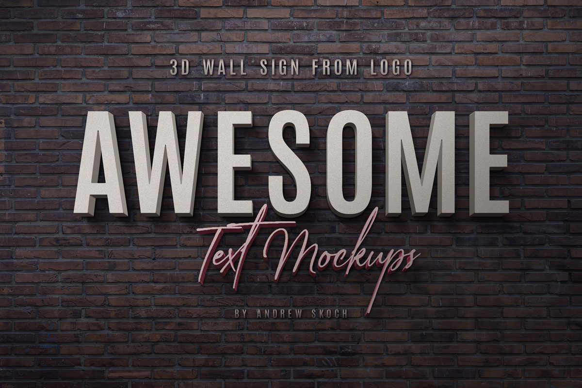 逼真3d立体标题徽标logo字体设计ps文本样式素材3dwalllogocreator