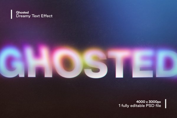 潮流梦幻幻影故障失真模糊标题徽标Logo设计PS样式模板素材 Ghosted – Dreamy Text Effect