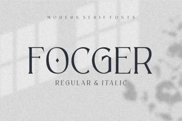 优雅轻奢现代时尚Logo杂志海报标题衬线英文字体素材 Focger Font