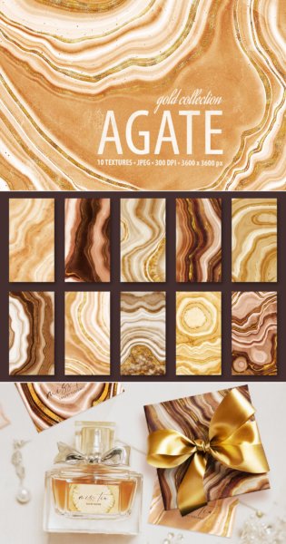 10款波西米亚风金色玛瑙石金线纹理海报设计背景图片素材 Golden Agate Stone Textures