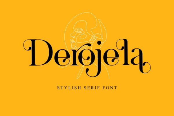 时尚优雅海报标题徽标Logo设计衬线英文字体素材 Derojela Serif Font