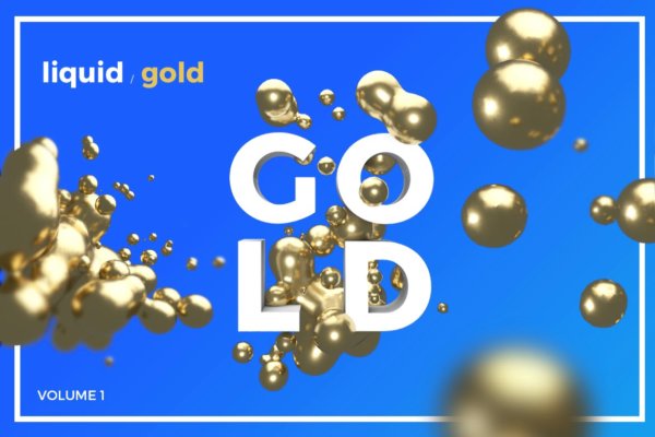 20款抽象金属液体水滴海报背景PS设计素材 Abstract Liquid Gold