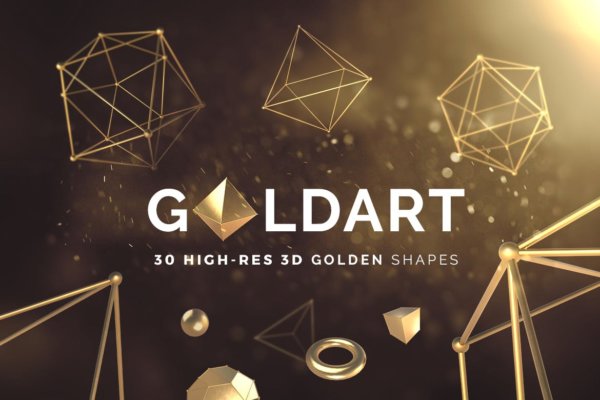 35款抽象金色3D几何图形背景图片PS设计素材 3D Golden Shapes Volume 1