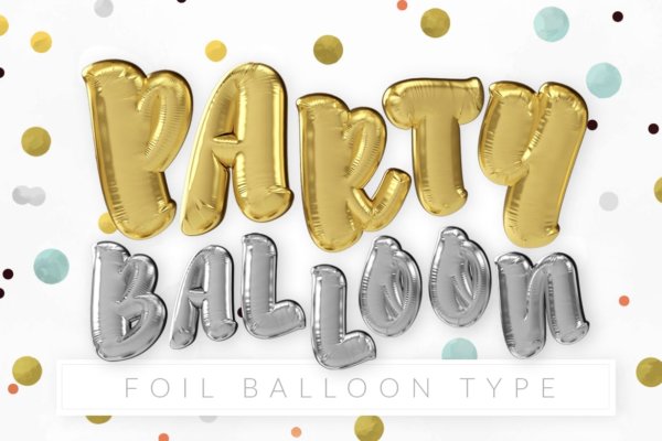 逼真铝箔气球文字海报设计PS样式模板素材 Foil Balloon Type