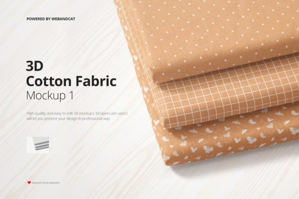 折叠织物面料布料印花图案设计展示样机 Cotton Fabric Mockup 01