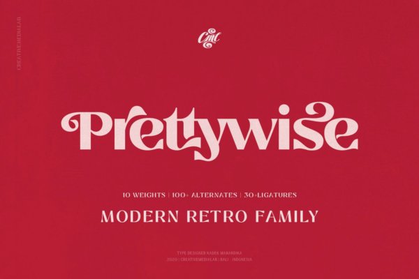 现代优雅杂复古杂志网页徽标Logo设计衬线英文字体素材 Prettywise – Modern Vintage Serif