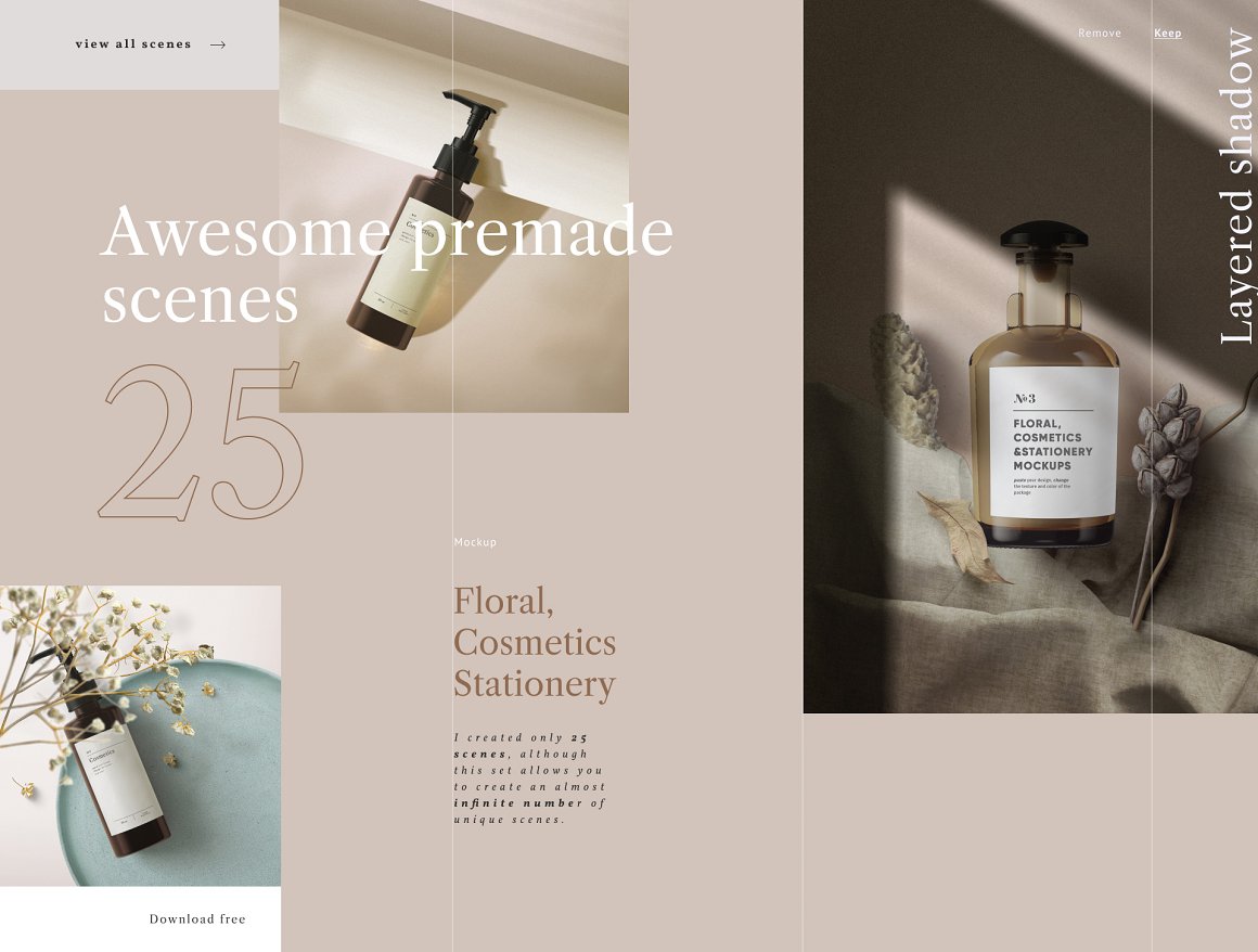 超大化妆品品牌VI包装办公用品场景PS样机模板设计素材套装 Cosmetics Floral Stationery – 3in1插图1 超大化妆品品牌VI包装办公用品场景PS样机模板设计素材套装 Cosmetics Floral Stationery – 3in1插图1