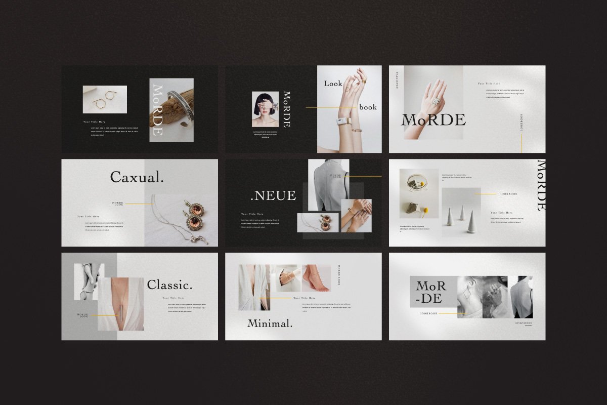现代时尚作品集Lookbook流行提案简报PPT设计模板 MoRDE – Stylist Minimal Powerpoint插图9