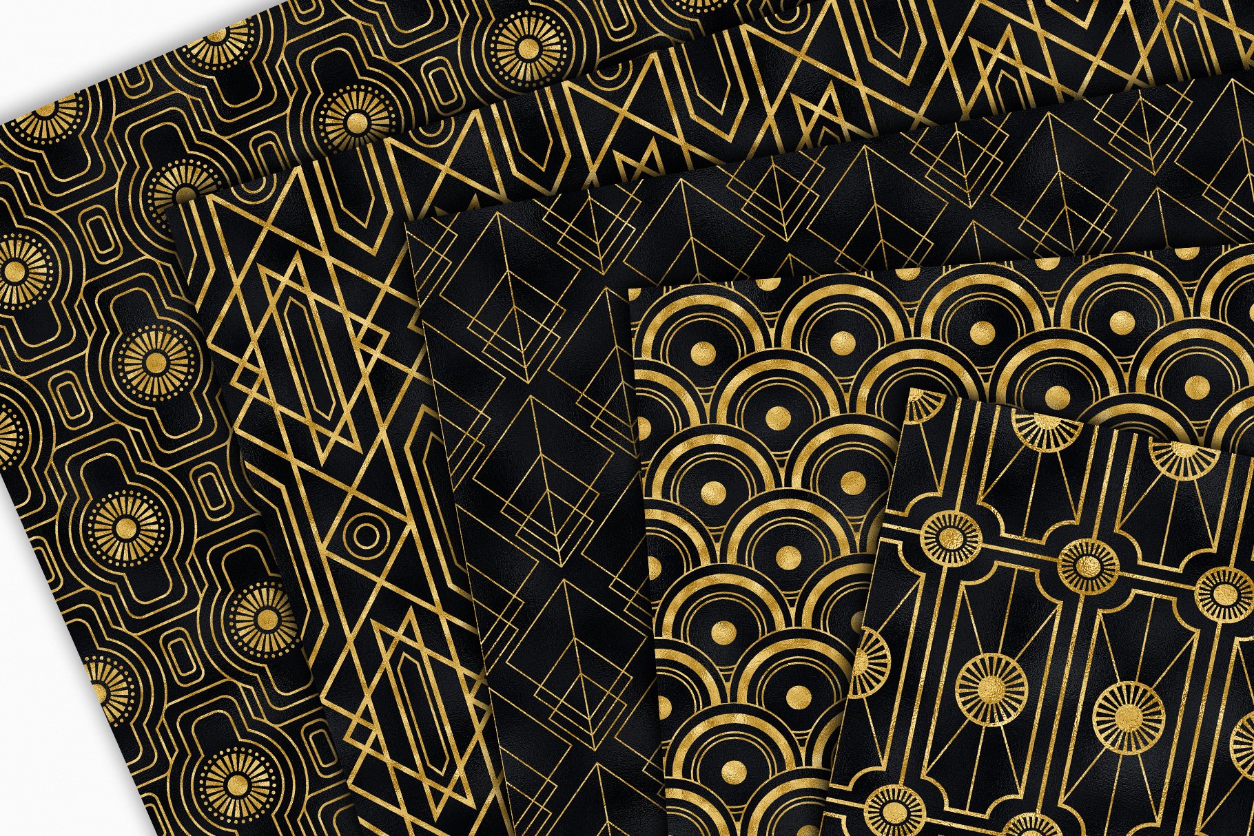 20款抽象黑金无缝隙几何装饰图案设计素材geometricartdecopatterns