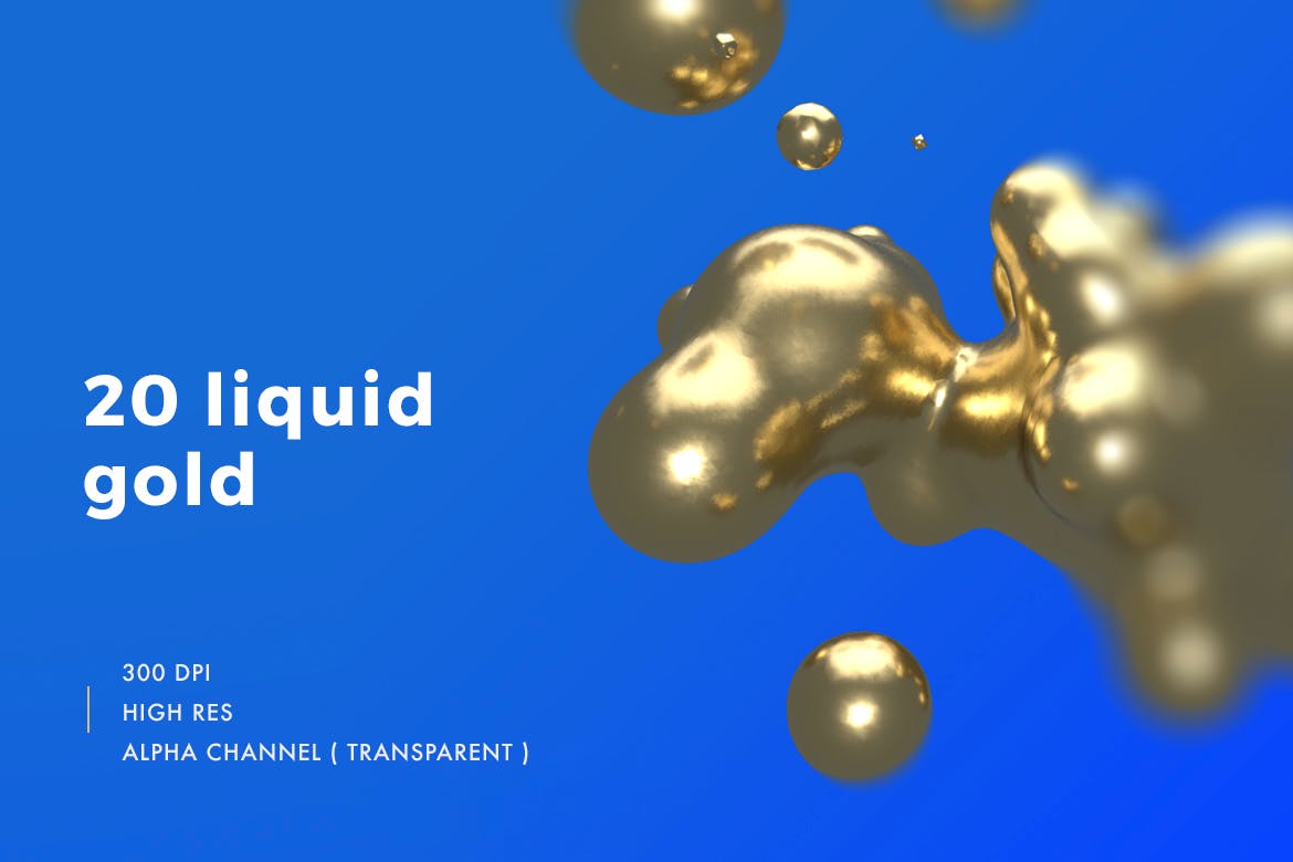 20款抽象金属液体水滴海报背景ps设计素材 abstract liquid gold