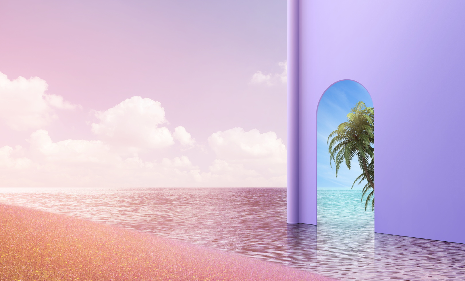 15款创意炫彩沙漠镜面虚拟空间主视觉海报PS设计素材 Colorful Virtual Space Sale Poster Template插图2