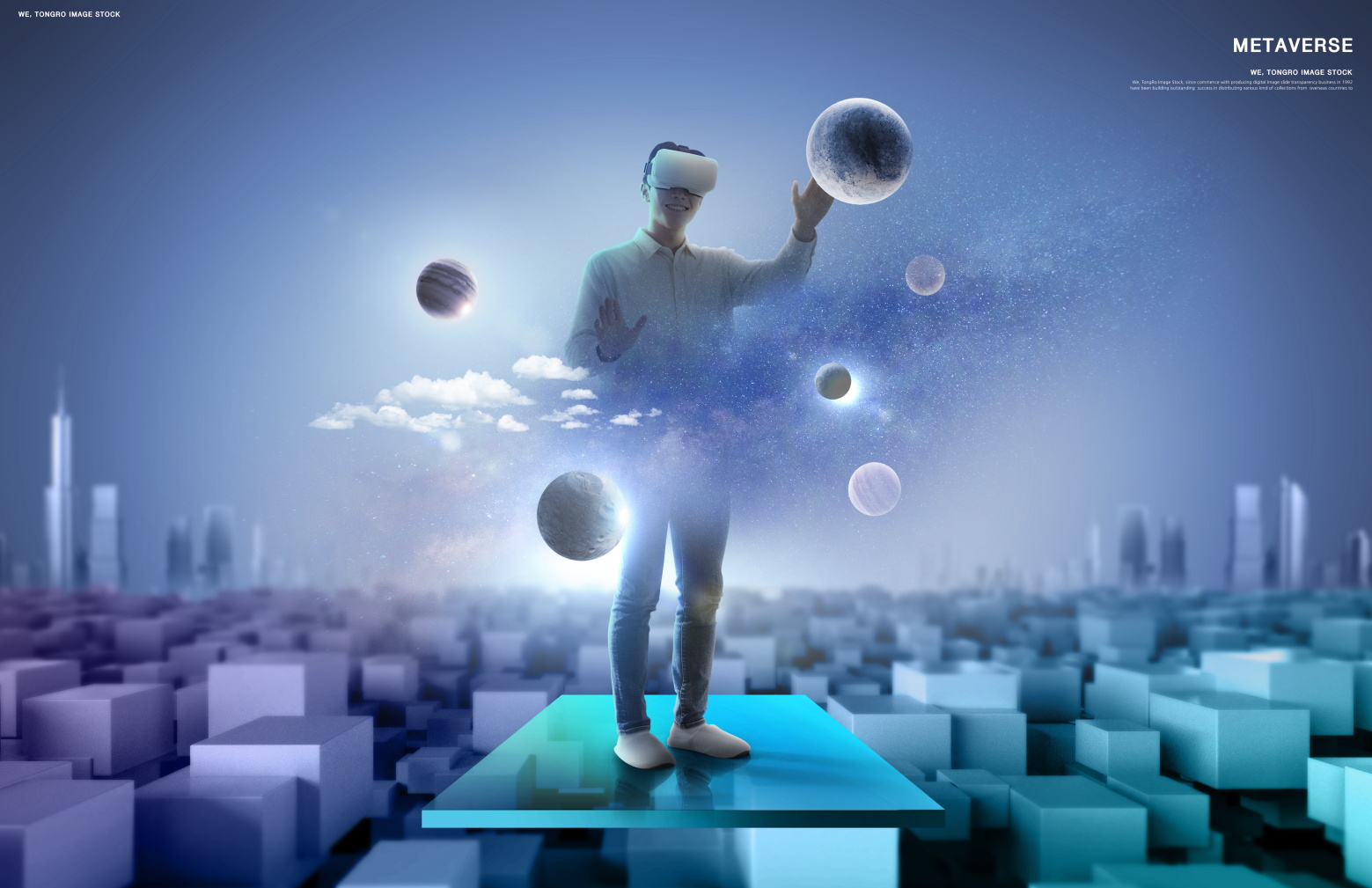 8款人物VR投影虚拟空间科技展板海报设计PSD模板素材 VR Virtual Poster Template插图5