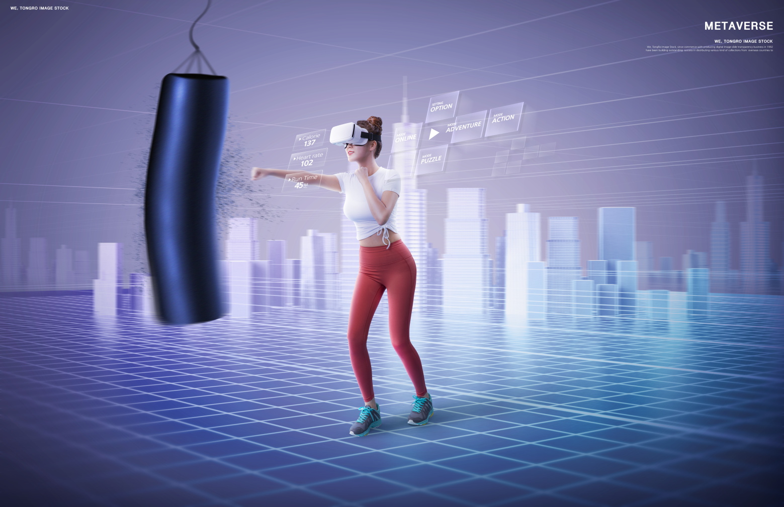 8款人物VR投影虚拟空间科技展板海报设计PSD模板素材 VR Virtual Poster Template插图7