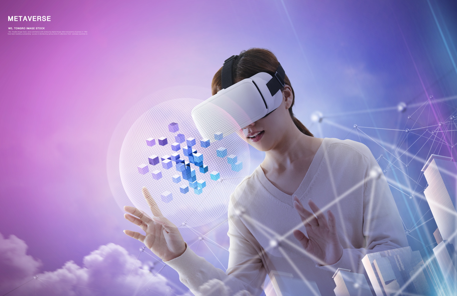 8款人物VR投影虚拟空间科技展板海报设计PSD模板素材 VR Virtual Poster Template插图1