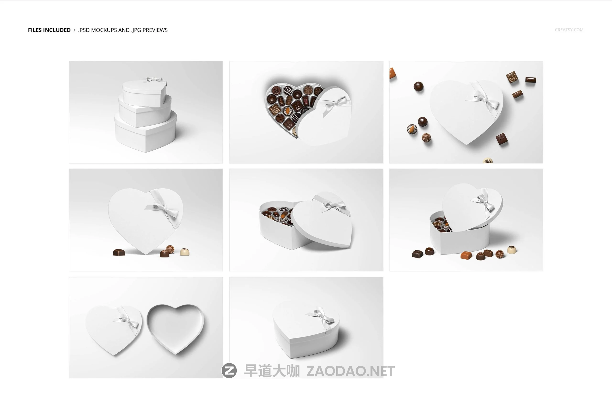 时尚心形巧克力包装盒设计展示PS贴图样机素材 Heart Shaped Chocolate Box Mockup插图2 时尚心形巧克力包装盒设计展示PS贴图样机素材 Heart Shaped Chocolate Box Mockup插图2