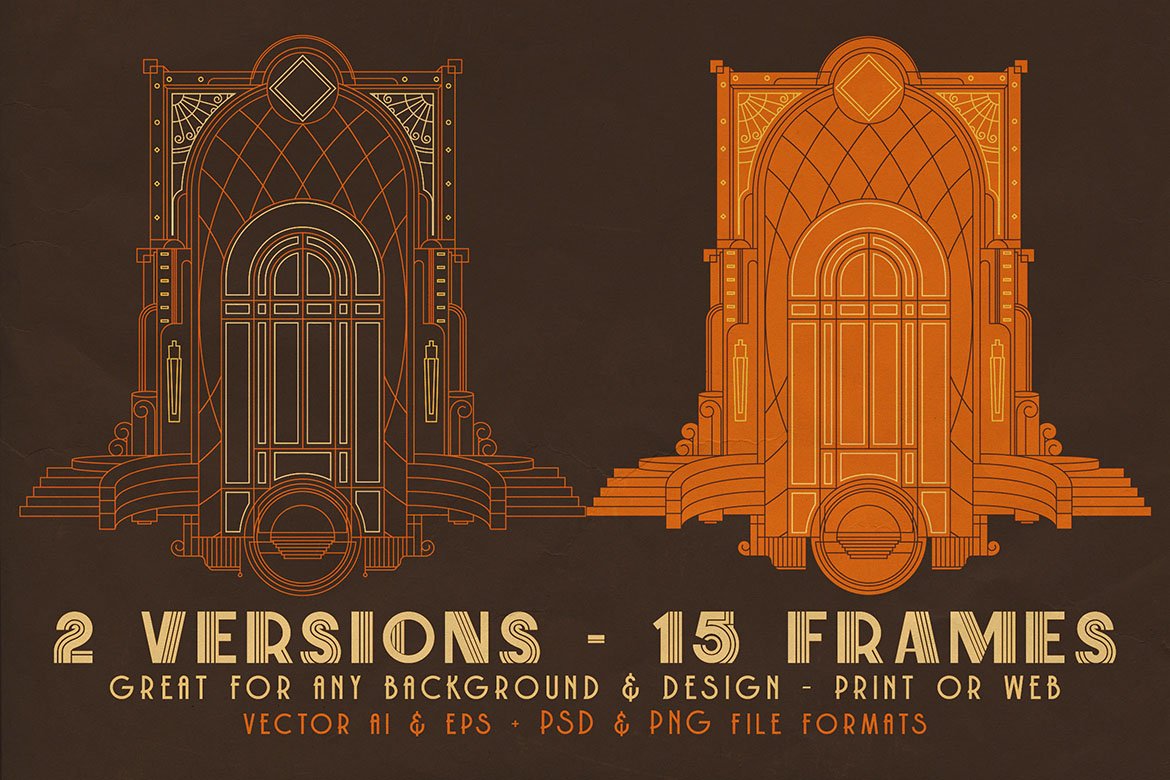 30个复古artdeco风工业机械线条边框框架矢量设计素材30artdeco