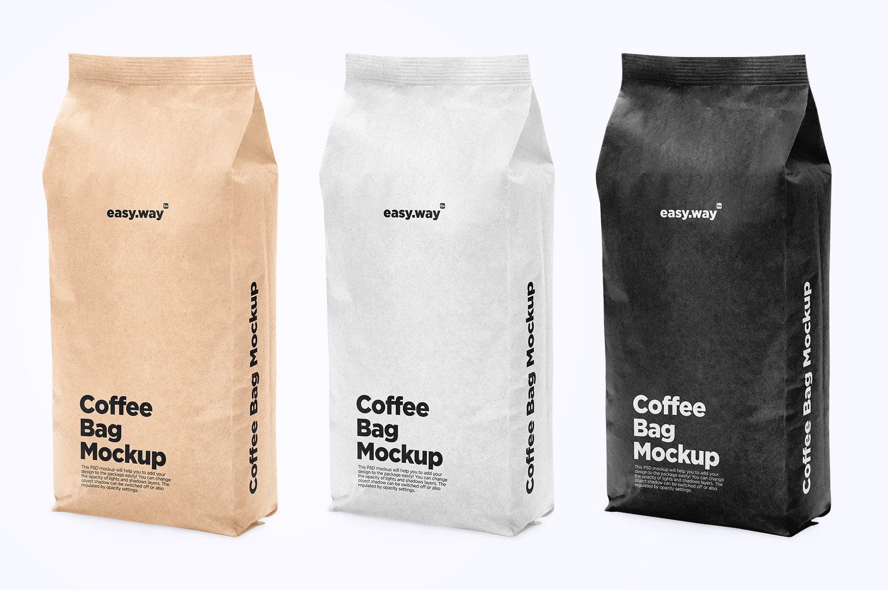 咖啡包装纸袋设计展示贴图样机psd模板papercoffeebagpsdmockup