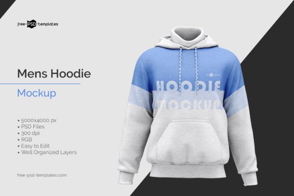 男士连衣帽卫衣印花图案设计展示样机 Mens Hoodie Mockup