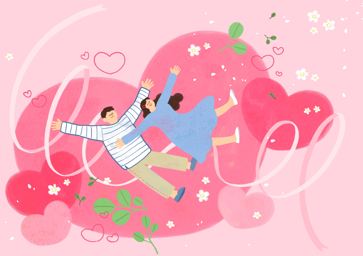 12款情人节七夕情侣手绘插画海报传单设计PSD素材 Valentines Day Couple Hand Drawn Illustration插图10