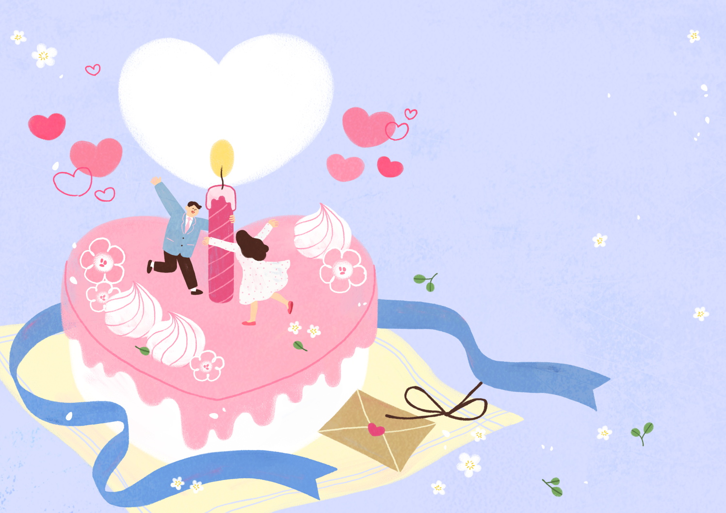 12款情人节七夕情侣手绘插画海报传单设计PSD素材 Valentines Day Couple Hand Drawn Illustration插图
